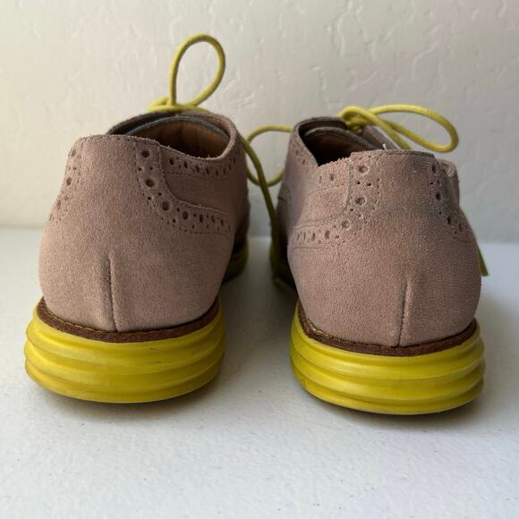 Cole Haan Alisa Lunargrand Wingtip Oxfords Women's 7.5 Tan Neon Suede Preppy - Picture 14 of 14